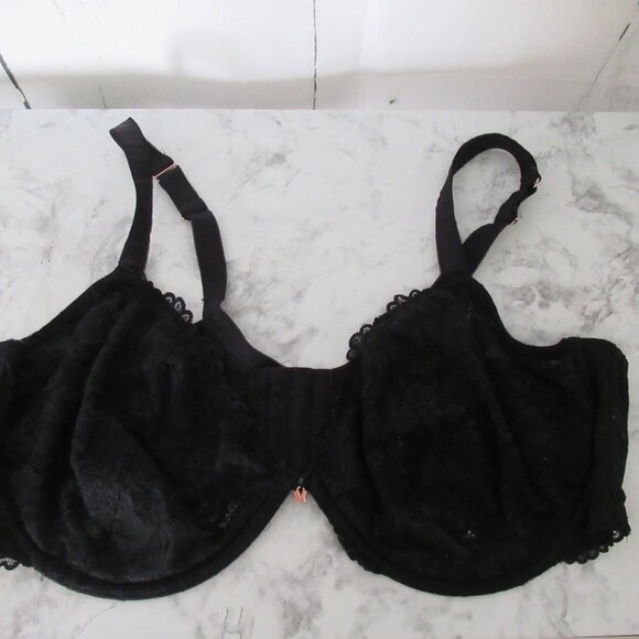 Fenty X Savage 42DDD Black Sheer Lace Bra Underwire Back Closure - Picture 1 of 7